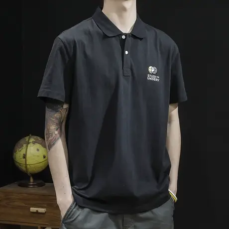 polo衫男短袖t恤夏季胖子大码翻领男士重磅半袖上衣潮牌加肥加大商品大图