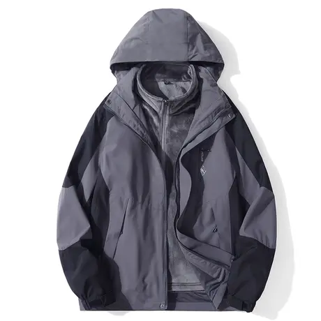 夹克男士秋季新款大码三合一可拆卸抓绒内胆户外休闲外套男女款商品大图