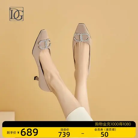 头层牛皮浅口法式细跟单鞋女春秋新款社交正装婚鞋礼服高跟鞋商品大图