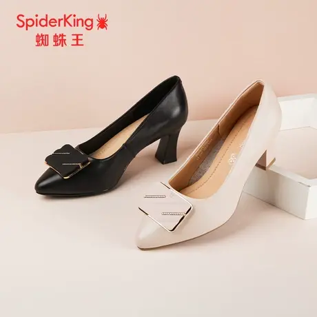 SPIDER KING/蜘蛛王女单鞋真皮2024春商场新款高跟鞋通勤优雅细跟图片