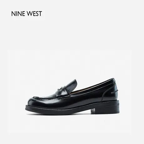 Nine West/玖熙乐福鞋复古厚底小皮鞋春季新款9w金属扣单鞋通勤鞋图片
