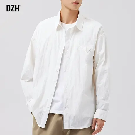 男士白衬衫男长袖高级感休闲衬衣叠穿内搭上衣2023新款秋季打底衫商品大图