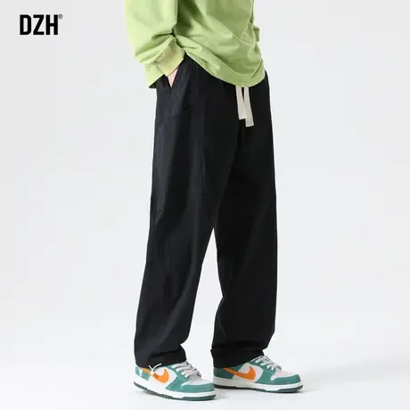 男士黑色直筒裤男秋季百搭裤子直筒宽松纯棉休闲裤日系工装裤潮牌商品大图
