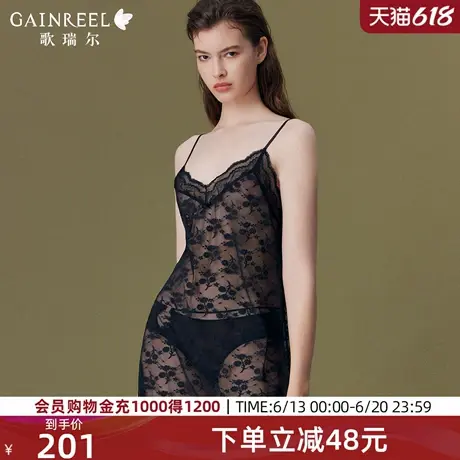 性感禁欲系透视歌瑞尔花间轻舞睡裙吊带睡衣女家居服2025年夏新品图片