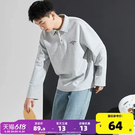 唐狮春秋季新款长袖polo衫男潮流带领美式休闲宽松年轻黑色上衣潮图片