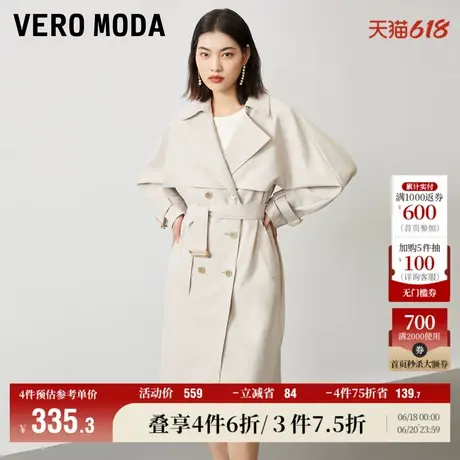 Vero Moda奥莱风衣外套女秋冬直身翻领双排收腰气质通勤百搭流行商品大图