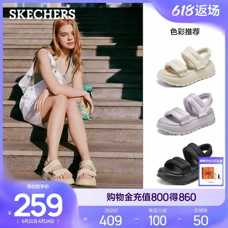 Skechers斯凯奇外穿女鞋凉拖鞋2025新款夏厚底增高休闲凉鞋沙滩鞋图片