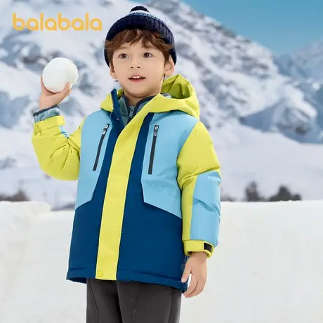 巴拉巴拉童装儿童羽绒服2025冬装新款男童女童连帽外套撞色户外风商品大图