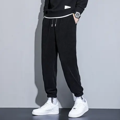 宽松卫裤男春秋款美式潮牌重磅黑色束脚裤子男生秋季运动休闲长裤商品大图