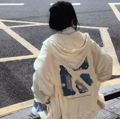 oversize卫衣女2023秋冬季小个子慵懒风连帽大码加绒加厚开衫外套商品大图