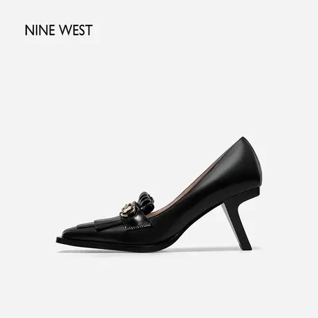 Nine West/玖熙高跟鞋女粗跟2023年秋季新款回旋跟流苏马衔扣单鞋商品大图