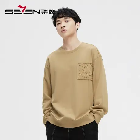 柒牌旗下潮牌SVNMDN男装圆领卫衣男时尚休闲纯棉国风窗花长袖上衣商品大图