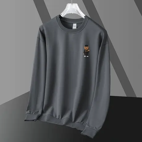 2023新款秋季卫衣男中国潮流小熊圆领无帽上衣服宽松加绒长袖t恤商品大图