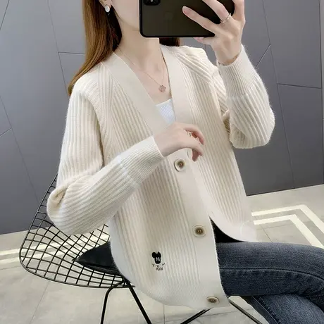 早秋女士毛衣外套秋季2022年新款宽松针织开衫女上衣春秋款百搭潮商品大图