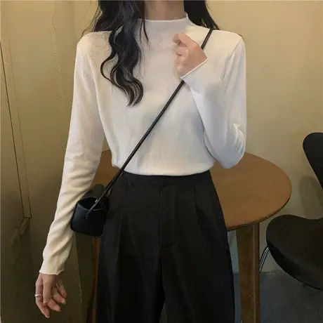 打底衫女春秋冬2024新款爆款半高领仿羊绒衫内搭chic上衣服针织衫商品大图