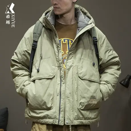 希越山系户外工装风羽绒服男士90%白鸭绒高级感冬季宽松大码男装商品大图