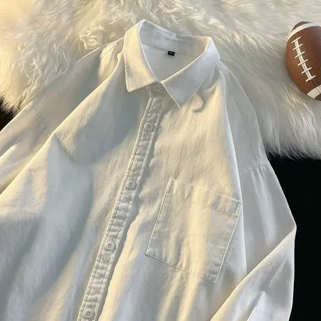 日系cityboy打底白衬衫男长袖高级感小众休闲叠穿内搭纯棉衬衣夏商品大图