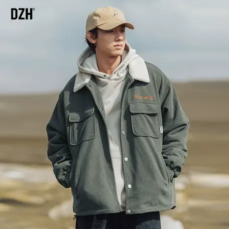 男士灯芯绒外套男冬季加厚潮高级感休闲夹克羊羔毛棉服2024年新款商品大图