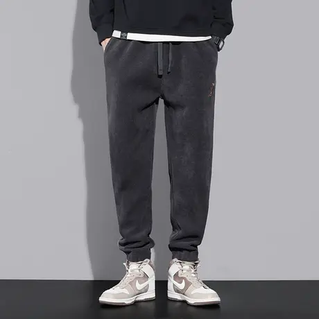 2023秋冬季加绒卫裤男士加厚保暖博奥绒休闲裤子男士帅气运动长裤商品大图