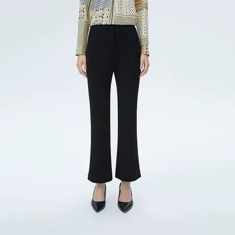 LANCY/朗姿秋季新款黑色西装裤子女高腰针织裤高级通勤女装奥莱商品大图