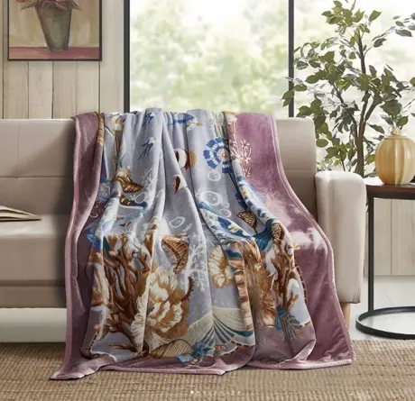 富安娜拉舍尔绒双层云毯西里尔 毛绒盖被垫被盖毯  秋冬加厚毛毯T图片