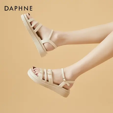 达芙妮平底运动凉鞋女2022春新款仙女风韩版百搭软底轻便罗马凉鞋图片