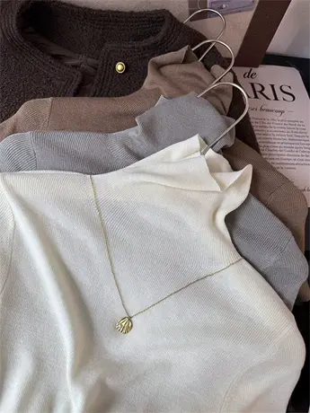 11个神仙色 软糯堆堆领羊毛针织衫女修身弹力内搭针织打底衫上衣商品大图