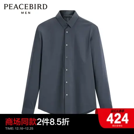 【商场同款】太平鸟男装潮流刺绣23冬季新款修身衬衫 B1CAD419商品大图