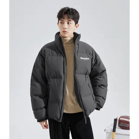 唐狮2023冬季新款男立领羽绒服短款学生印花面包服加厚外套潮1.4商品大图