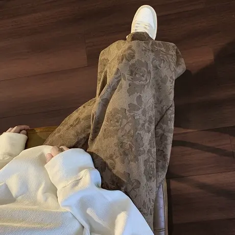 设计感港风直筒宽松阔腿休闲裤男秋季oversize潮流印花拖地长裤子商品大图