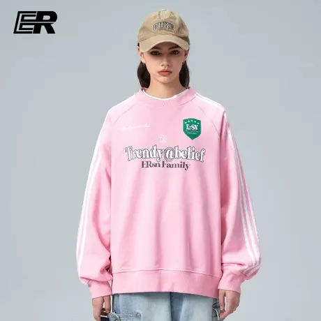 ER美式棒球风卫衣2024春季新款字母套头运动情侣装上衣男女同款商品大图