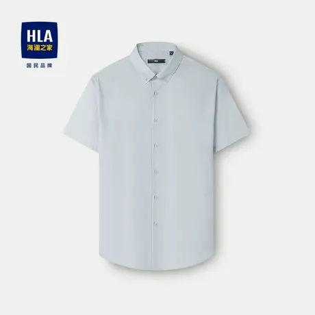 HLA/海澜之家冰丝凉感短袖休闲衬衫24春夏新款数码印花格子衬衣男商品大图