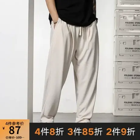 GxxH潮牌大码男装夏季宽松直筒卫裤男美式休闲宽腿裤百搭9分裤商品大图