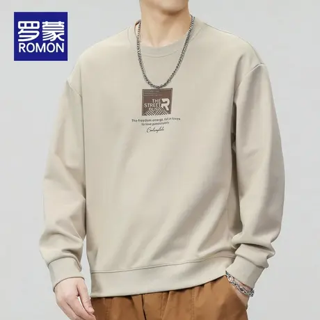 罗蒙圆领卫衣男春秋款男装潮牌男款大码2023新款男士上衣长袖秋季图片