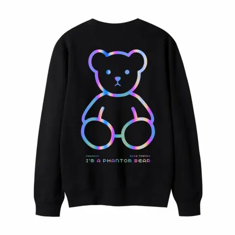 小熊反光炸街卫衣女男潮ins情侣装洋气宽松学生长袖圆领班服定制商品大图