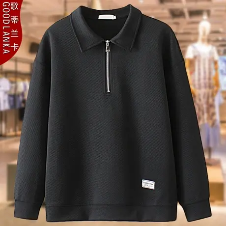 中年40-50岁妈妈装卫衣秋冬装新款加肥加大码女装宽松POLO领上衣商品大图