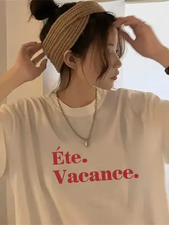 美式复古仿棉甜美风奶油白色短袖t恤女春秋内搭打底衫夏季上衣ins图片