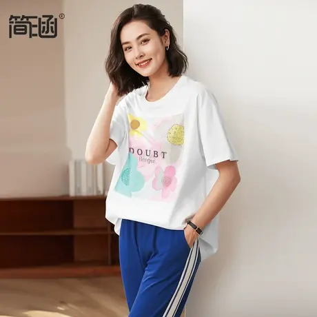 简涵旗舰店大码女装新款2022高端轻奢减龄烫钻重工胖mm夏装上衣图片