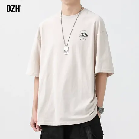 男士日系白色t恤男夏季宽松短袖ins潮牌半袖五分袖潮流韩版上衣商品大图