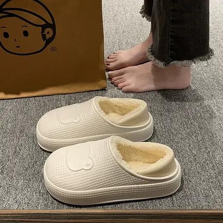 防水棉拖鞋女冬季包跟可爱室内家居防滑产后月子棉鞋夏季薄款外穿图片