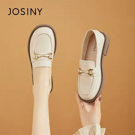Josiny/卓诗尼乐福鞋女款2024新款春季法式气质单鞋一脚蹬小皮鞋商品大图