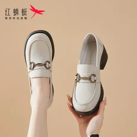 红蜻蜓厚底乐福鞋女2024春季新款松糕鞋英伦小皮鞋女百搭时尚单鞋商品大图