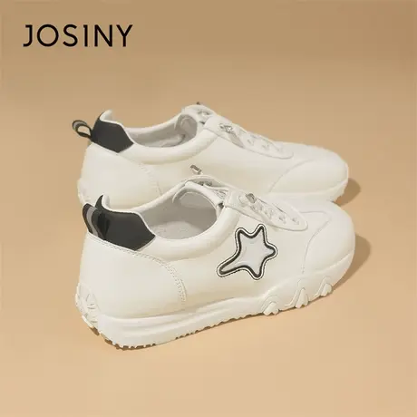 Josiny/卓诗尼小白鞋女款2024新款春秋季百搭一脚蹬星星系带板鞋商品大图