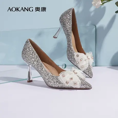【门店发货】奥康女鞋 2022秋季新款女士单鞋气质仙女细高跟婚鞋图片