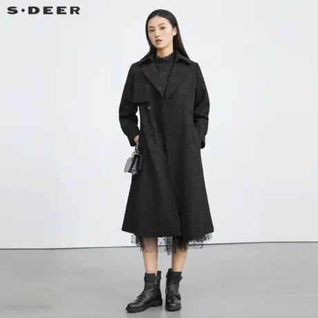 sdeer圣迪奥冬装女装小香风外套收腰长款毛呢大衣S22482510图片