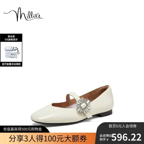 millie's妙丽2023春商场同款羊皮时尚玛丽珍方跟女单鞋SCL36AQ3图片