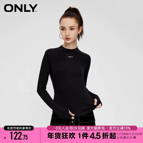 ONLY2023冬季新款时尚百搭修身纯色半高领长袖T恤女|123302019商品大图