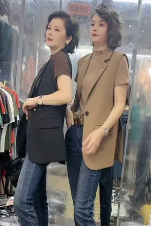 西装马甲女设计感小众小个子外穿2023春秋新款洋气显瘦开叉马夹潮图片