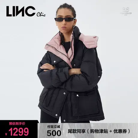 LINC金羽杰羽绒服女2023冬新款反季断码专柜女款派克服短款面包服商品大图