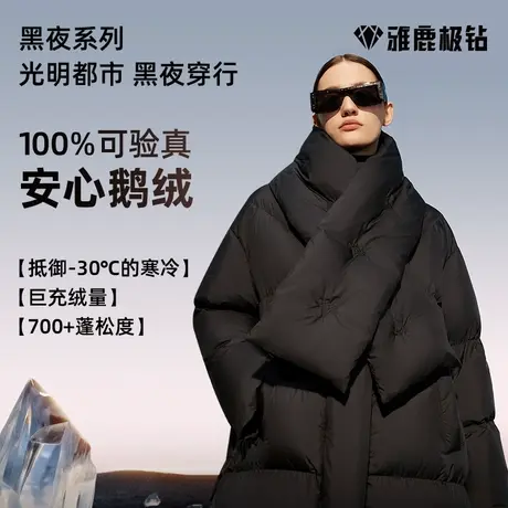 【米兰大秀同款鹅绒服】黑夜系列中长款羽绒服女外套2023冬季加厚商品大图